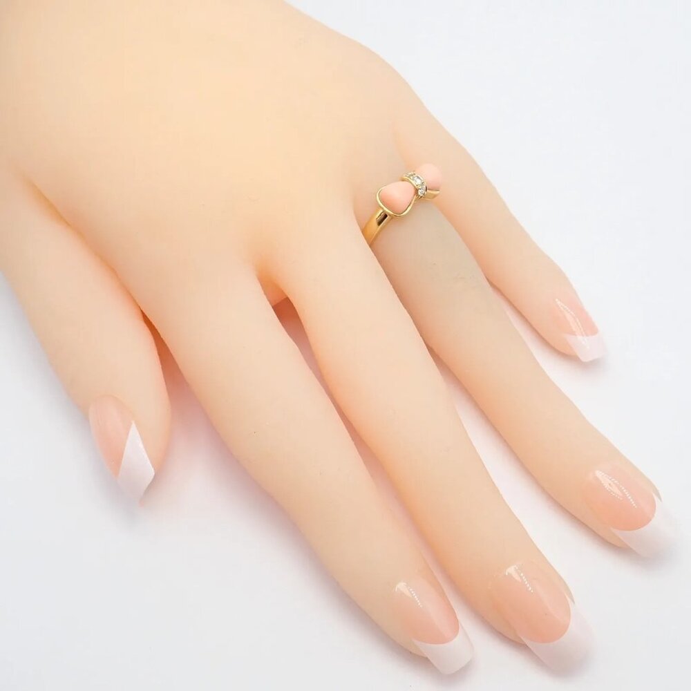 Rare! Authentic Van Cleef & Arpels 18k Yellow Gold Coral Diamond Bow Ring sz 5 - Picture 6 of 9